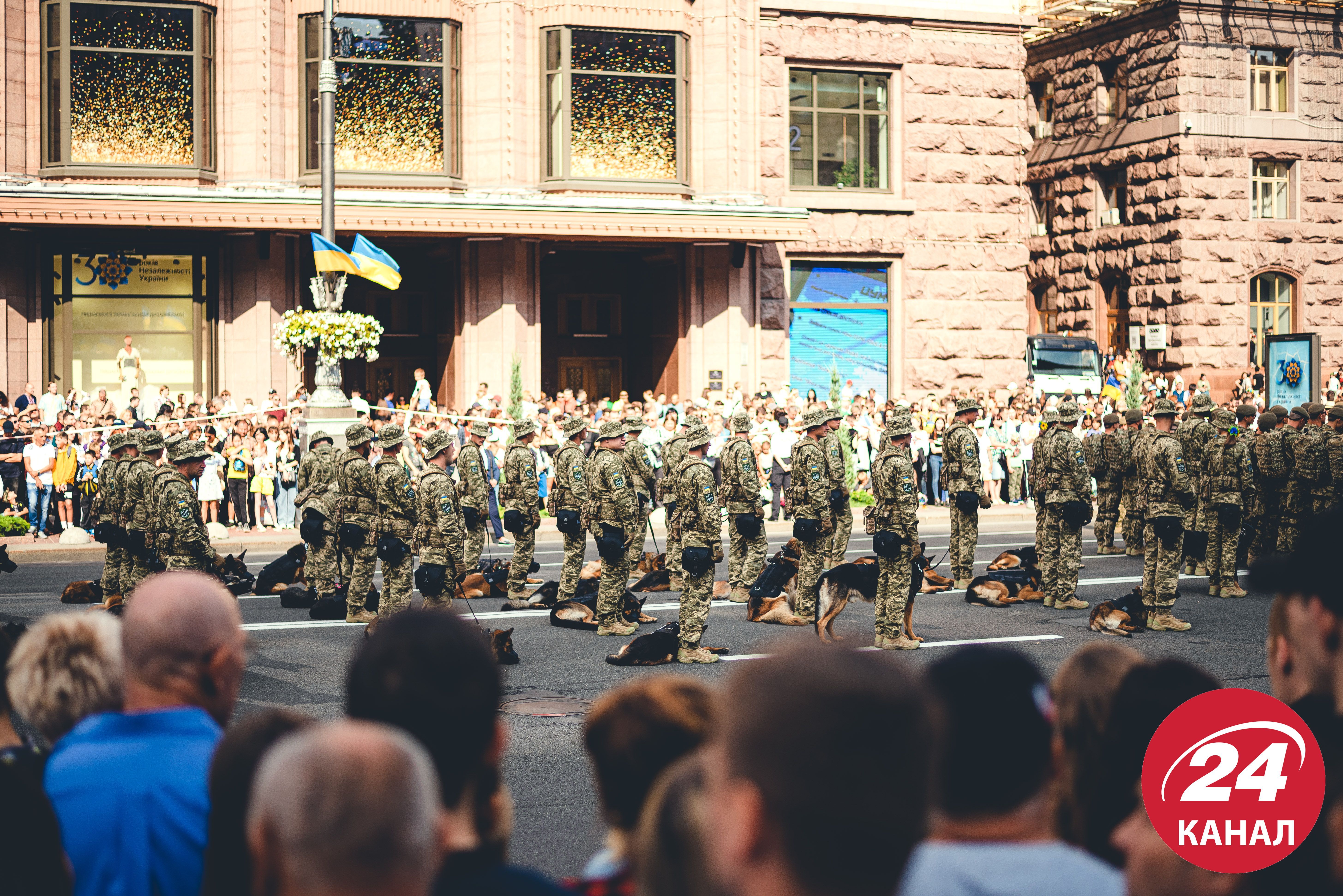 Впервые в истории на параде ко Дню Независимости маршировали собаки Впервые в истории на параде ко Дню Независимости маршировали собаки