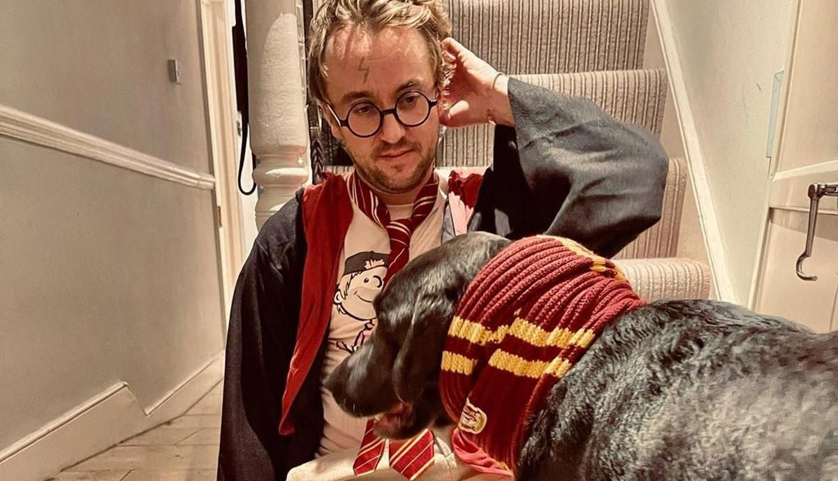 Том Фелтон одягнувся Гаррі Поттером на Геловін: кумедні фото зірки та його пса - Pets