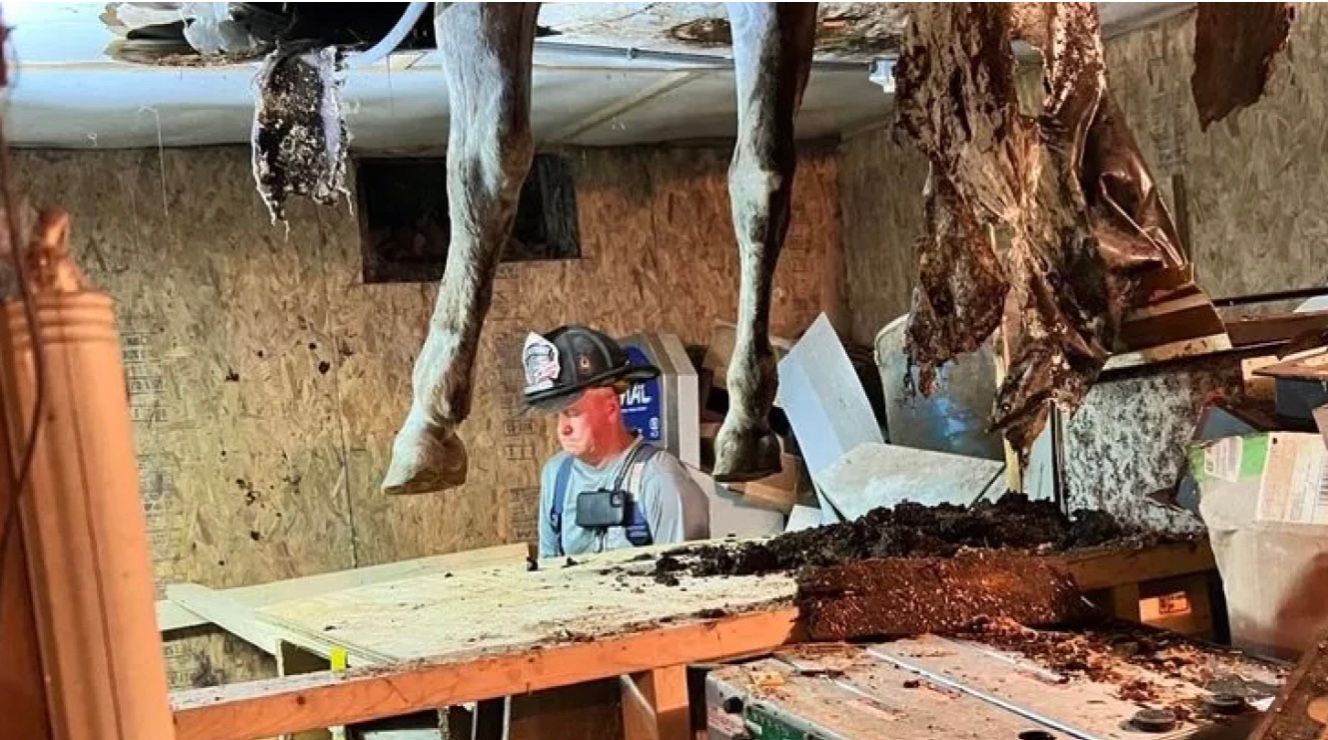 Задние ноги лошади болтались под потолком Задние ноги лошади болтались под потолком